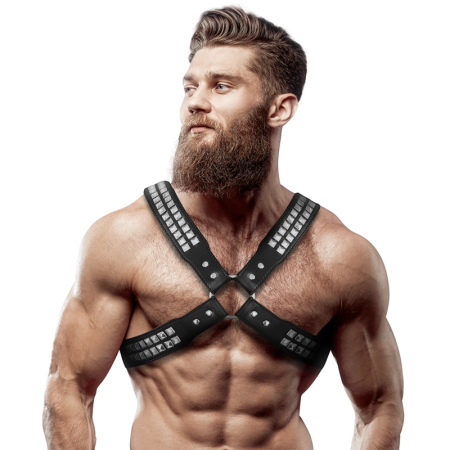 Fetish Submissive Attitude Men's Chest Harness Eco-Leather Adjustable Black