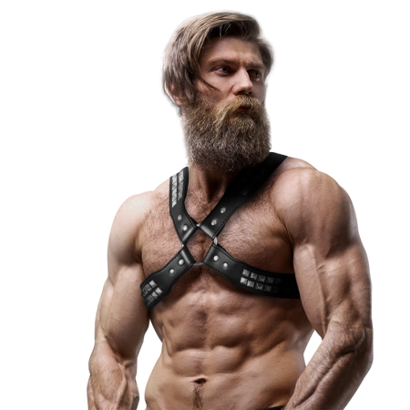 Fetish Submissive Attitude Men's Chest Harness Eco-Leather Adjustable Black