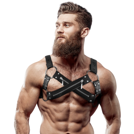Fetish Submissive Attitude Bulldog Chest Harness Neoprene Adjustable Black