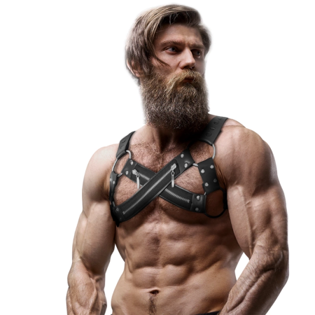 Fetish Submissive Attitude Bulldog Chest Harness Neoprene Adjustable Black