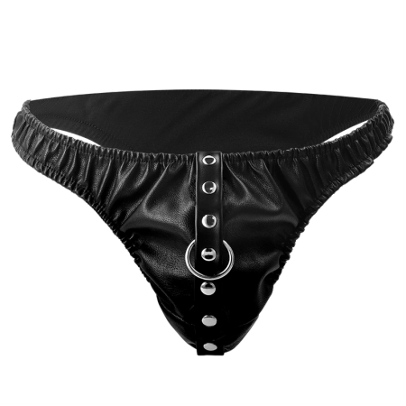 Darkness Submission Thong with Adjustable Metal Chain - Vegan Leather, Universal Fit