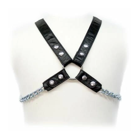 Sinner Gear Chain Harness II - Adjustable Leather Body Harness Black