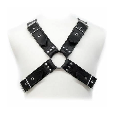 Svenjoyment Leather Body Adjustable Buckles Harness for Men, S-XL
