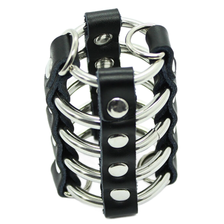 OHMAMA FETISH - Adjustable Metal Ring & Leather Strap Restraint Cage