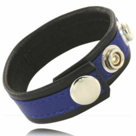 Metal Hard Leather Body Adjustable Blue-Black Strap with Metal Hooks