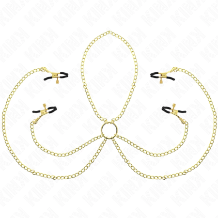 KINK Adjustable Gold Nipple & Clitoral Clamp Set - 4-Piece, Metal Design