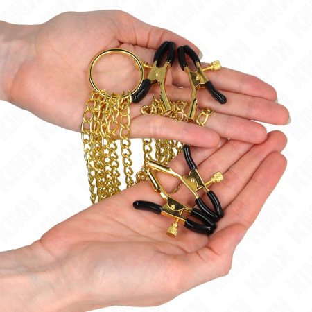 KINK Adjustable Gold Nipple & Clitoral Clamp Set - 4-Piece, Metal Design