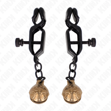 KINK Bell Jaw-Style Adjustable Nipple Clamps Black 7cm - Metal Finish