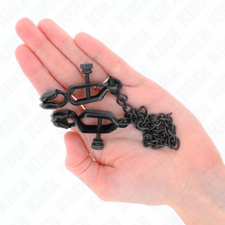 KINK Flat Chain Nipple Clamps Black 30 cm - Adjustable Metal Design