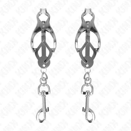 KINK Japanese Clover Nipple Clamps with Hooks Silver - Adjustable Metal Design