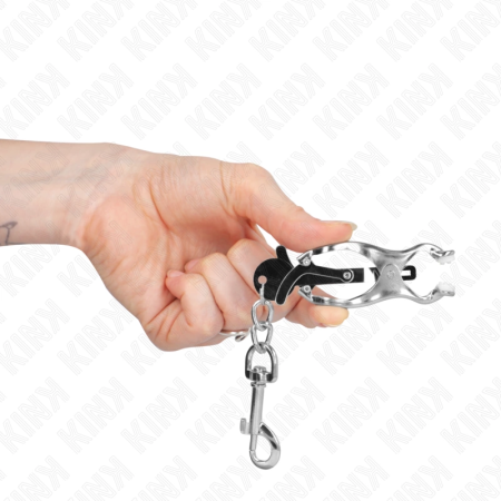 KINK Japanese Clover Nipple Clamps with Hooks Silver - Adjustable Metal Design