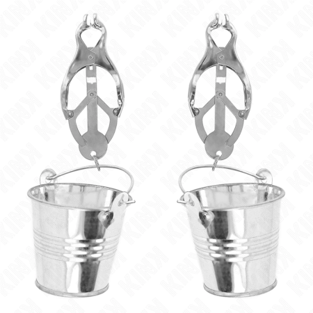 KINK Japanese Clover Silver Nipple Clamps with Adjustable Buckets