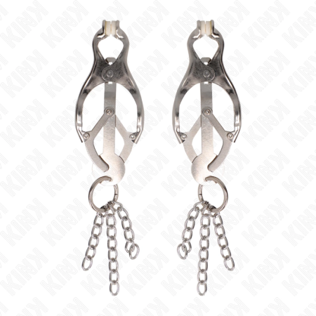 KINK Japanese Clover Adjustable Nipple Clamps with Chains Silver Finish