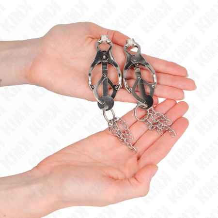 KINK Japanese Clover Adjustable Nipple Clamps with Chains Silver Finish
