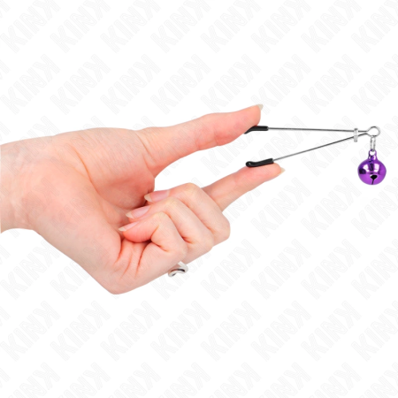 KINK Thin Bell Nipple Clamps Purple 7cm - Adjustable Metal Design