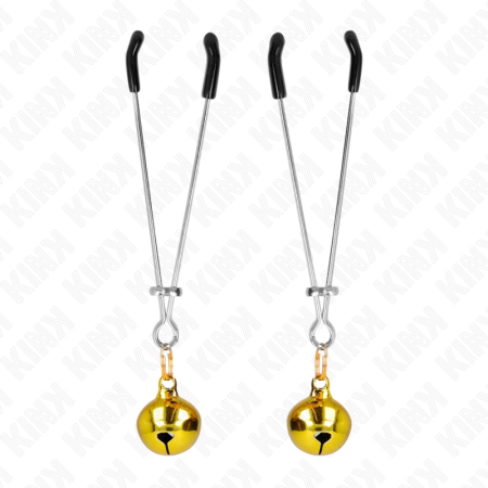 KINK Thin Bell Nipple Clamps Gold 7 cm - Precision Adjustable Metal Design
