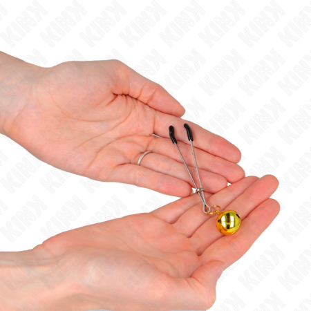 KINK Thin Bell Nipple Clamps Gold 7 cm - Precision Adjustable Metal Design