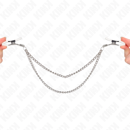 KINK Adjustable Nipple Clamps with Dual Thin Silver Chains 20/23 cm
