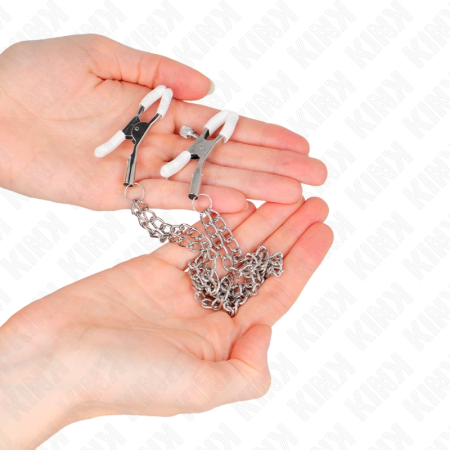KINK Adjustable Nipple Clamps with Dual Thin Silver Chains 20/23 cm