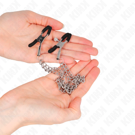 KINK Double Chain Nipple Clamps Silver 20/23 cm Adjustable Metal Design