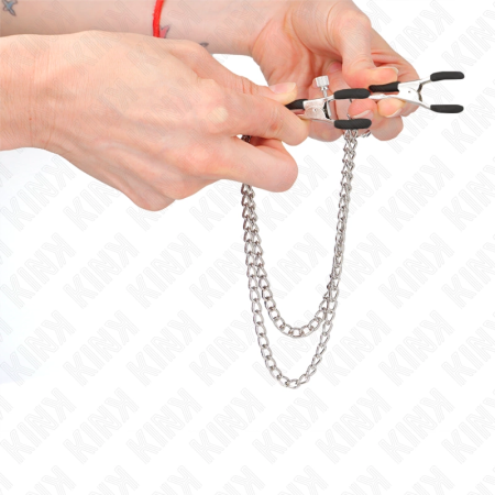 KINK Double Chain Nipple Clamps Silver 20/23 cm Adjustable Metal Design