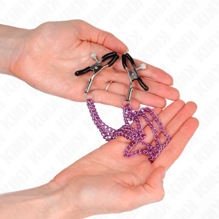 KINK Nipple Clamp Set with Triple Chain Purple Adjustable 20/23/28 cm