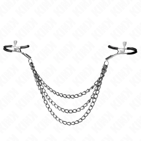 KINK Adjustable Nipple Clamps with Triple Chains Black 20/23/28cm