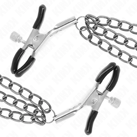 KINK Adjustable Nipple Clamps with Triple Chains Black 20/23/28cm