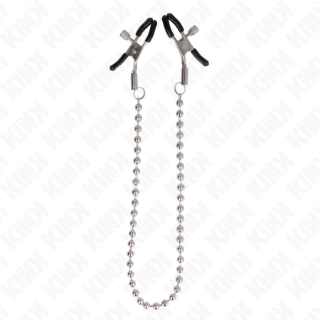 KINK Bead Chain Nipple Clamps 30cm - Adjustable Metal System, Silver