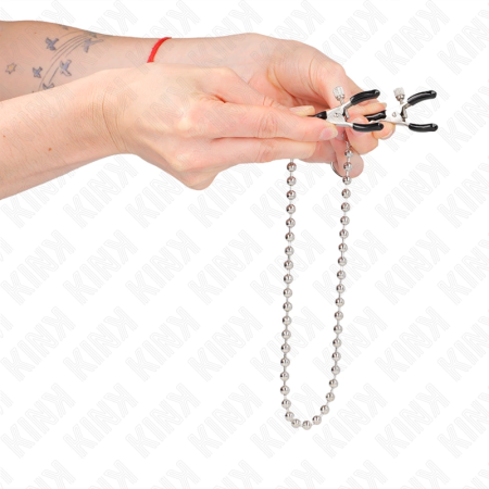 KINK Bead Chain Nipple Clamps 30cm - Adjustable Metal System, Silver