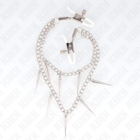 KINK Nipple Clamps with Spiked Chains 30cm - Adjustable Metal Design