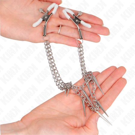 KINK Nipple Clamps with Spiked Chains 30cm - Adjustable Metal Design