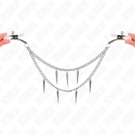 KINK Nipple Clamps with Spiked Chains 30cm - Adjustable Metal Design