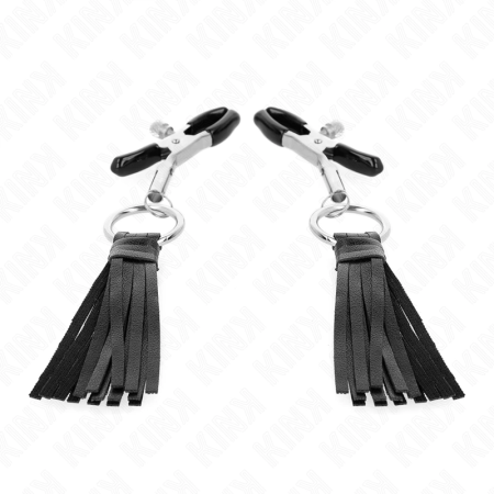 KINK Leatherette Tassel Nipple Clamps 6cm - Adjustable Metal Design