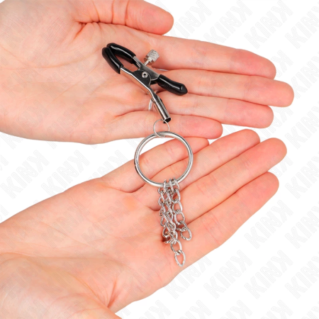 KINK O-Ring Adjustable Nipple Clamp with Chain Silver 6 cm - Stainless Steel Precision