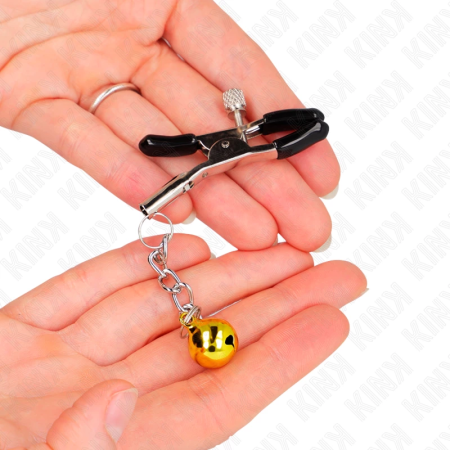 KINK Gold Jingle Bell Adjustable Nipple Clamps 6 cm - Elegant Metal Design