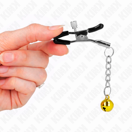 KINK Gold Jingle Bell Adjustable Nipple Clamps 6 cm - Elegant Metal Design
