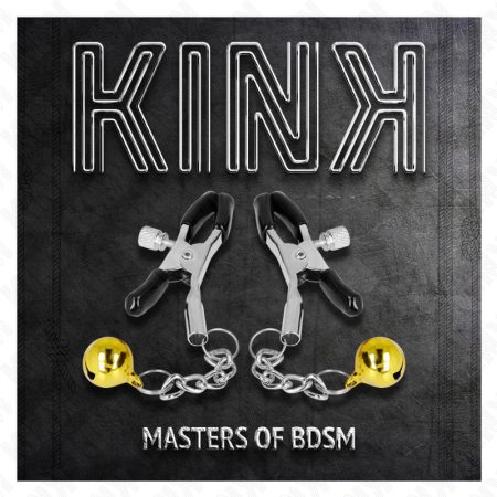 KINK Gold Jingle Bell Adjustable Nipple Clamps 6 cm - Elegant Metal Design