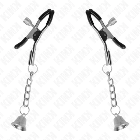 KINK Silver Bell Pendant Adjustable Nipple Clamps 6cm - Metal & Precision Fit