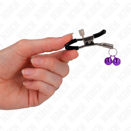 KINK Double Bell Adjustable Nipple Clamp Purple 6 cm - Stylish Metal Design