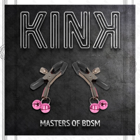 KINK Double Bell Nipple Clamps Pink 6 cm - Adjustable Metal Design