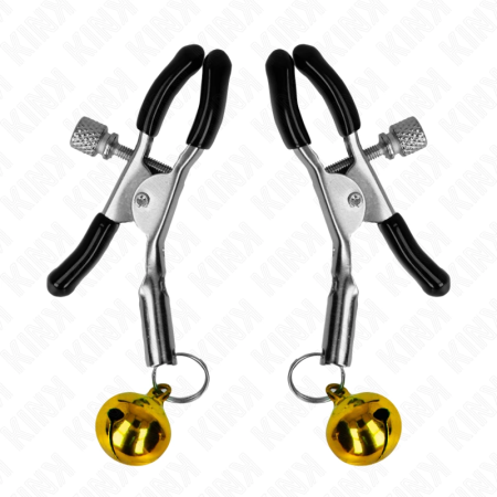 KINK Gold Single Bell Nipple Clamp 6cm - Adjustable Metal Sensory Clip