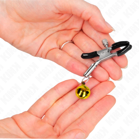 KINK Gold Single Bell Nipple Clamp 6cm - Adjustable Metal Sensory Clip