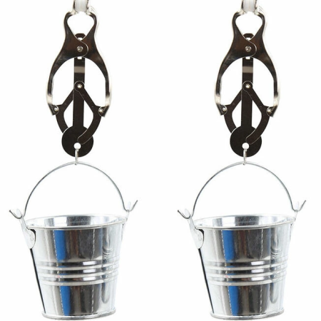 OHMAMA Metal Nipple Clamps with Buckets - Adjustable, Nickel-Free Design