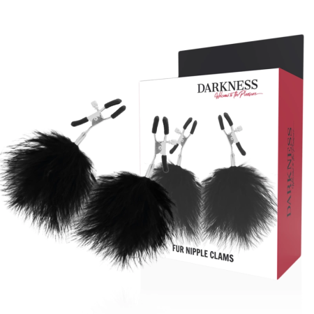 Darkness Adjustable Nipple Clamps with Removable Pom-Pom Decorations Black