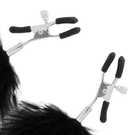 Darkness Adjustable Nipple Clamps with Removable Pom-Pom Decorations Black