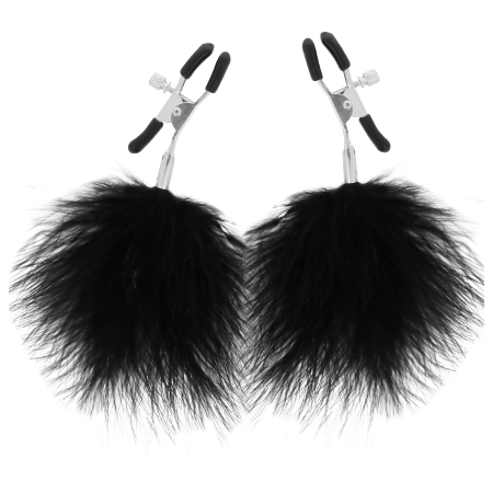 Darkness Adjustable Nipple Clamps with Removable Pom-Pom Decorations Black