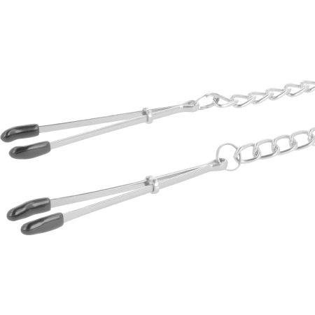Darkness Adjustable Stainless Metal Nipple Clamps with Chain, Unisex Design