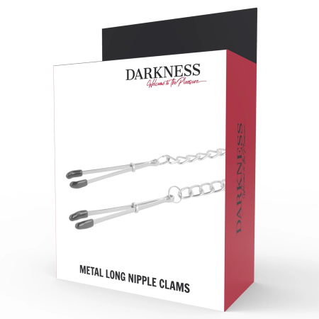 Darkness Adjustable Stainless Metal Nipple Clamps with Chain, Unisex Design