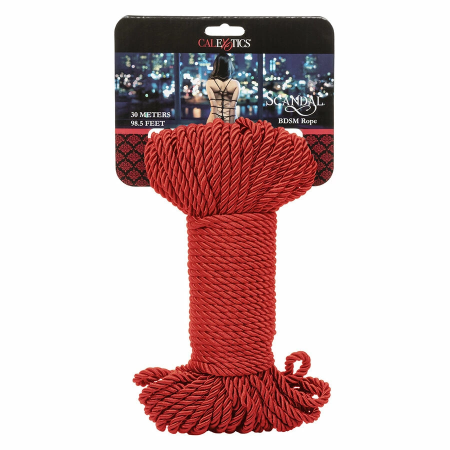 CalExotics Scandal Red Bondage Rope 30m - Silky Cotton Blend, Durable